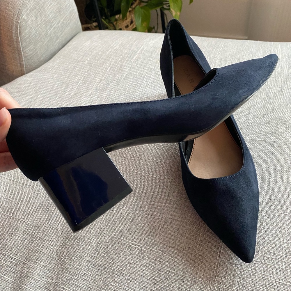 💐ZARA navy low heel shoes